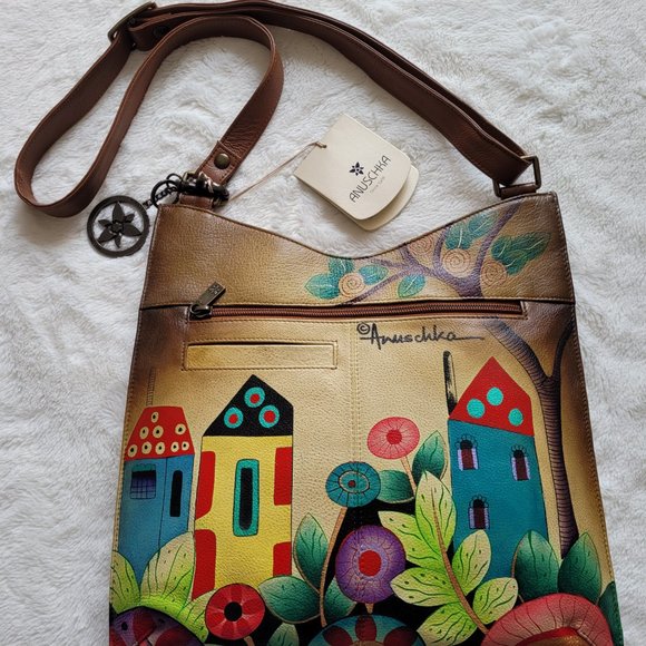 Anuschka Hand Painted Leather Crossbody Purse - Picture 5 of 6